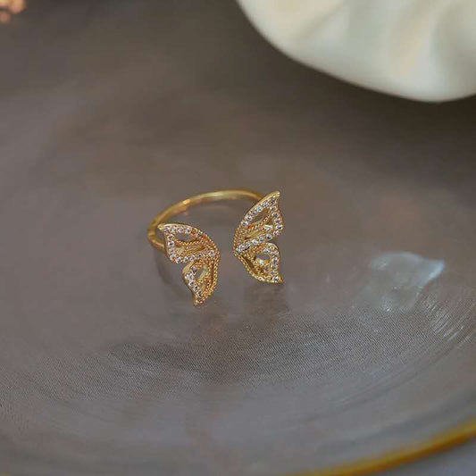 Adjustable butterfly ring bracelet