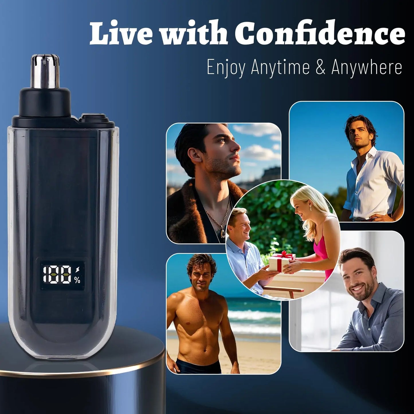 Portable Mini LED Display Nasal Hair Trimmer with Type-C Charging Versatile Compact Personal Grooming Tool
