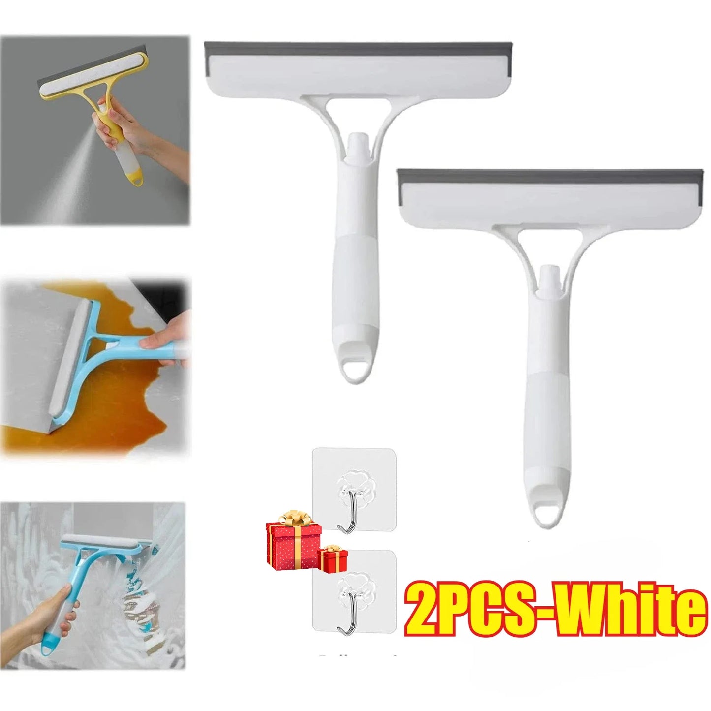 3 in 1 Window Cleaning Squeegee Multi Function Glass Mirror Wiper with Spray Bottle Microfiber Scrub Household Car Cleaner Tools
