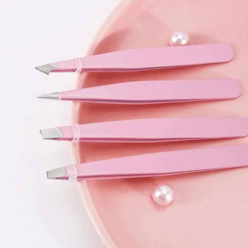 1/4 Pcs Professional Beauty Tool Eyebrow Tweezers Set Stainless Steel Eyebrow Forceps Set For Facial Hair Inward Growing women