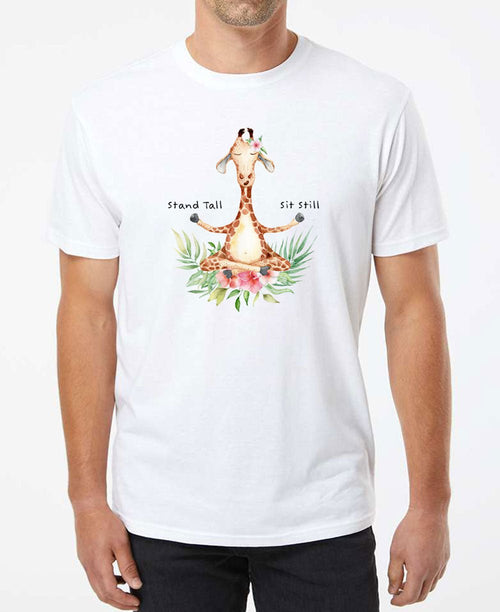 Giraffe Zen-sation Tee: The Stand Tall, Sit Still Men's Recycled T-Shirt