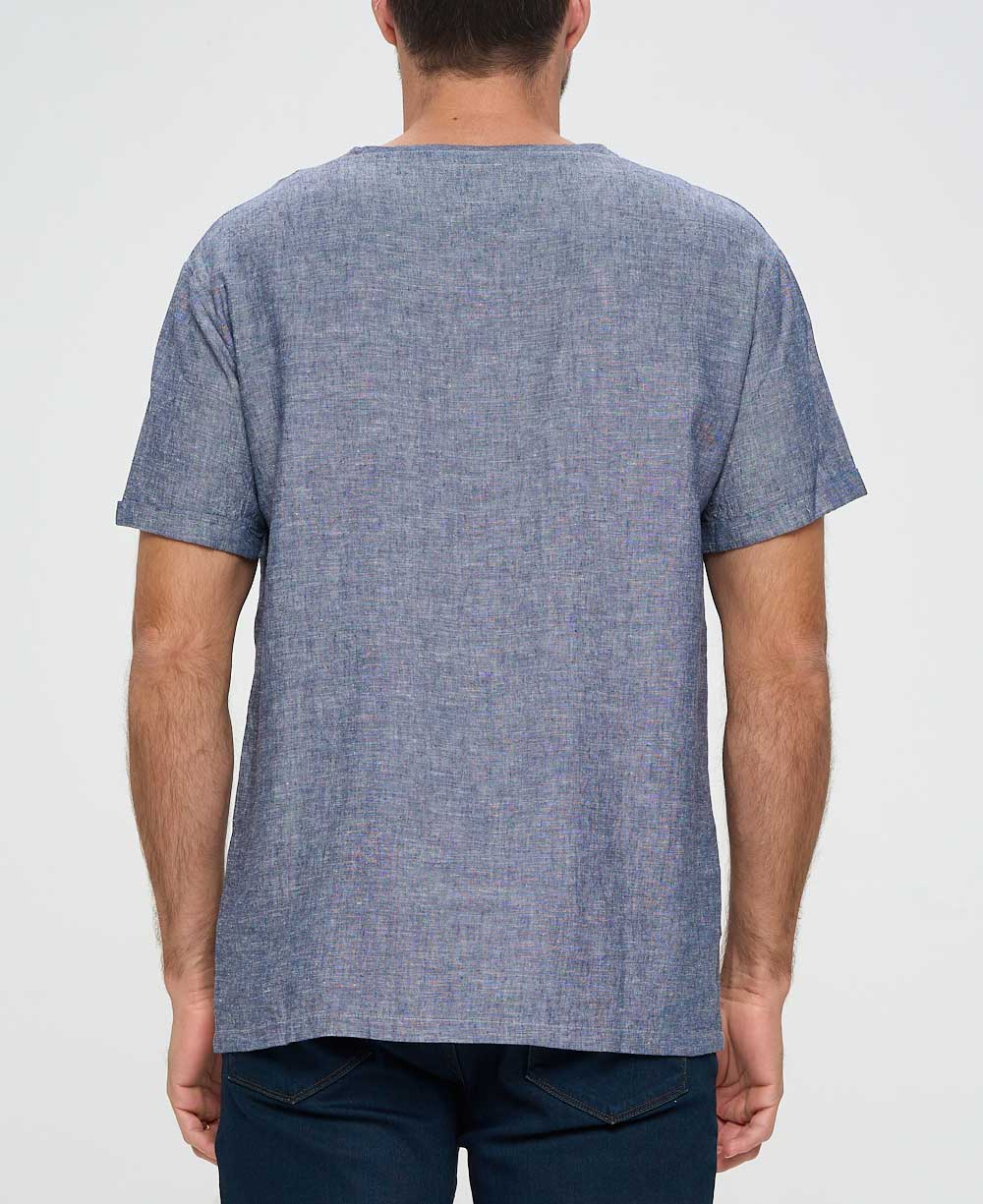 Men’s Be Here Now Blue Linen Inspirational Kurta Shirt