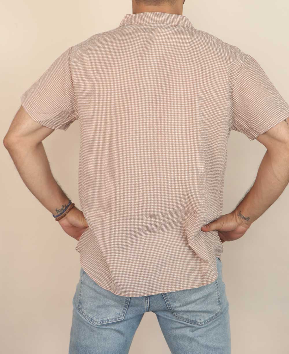 Men's Button Up Kurta Shirt With Solid Pocket