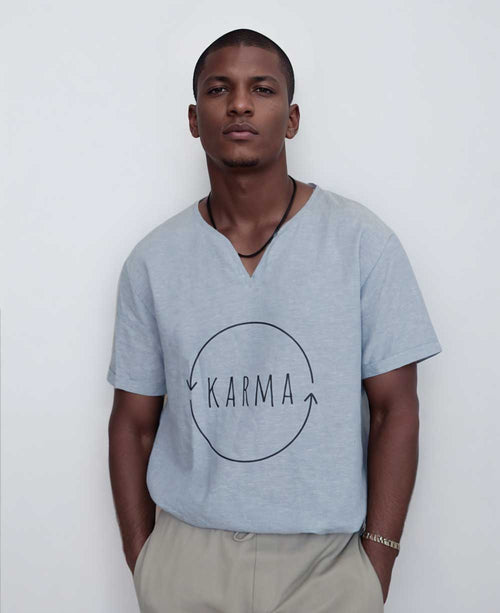 Men’s Karma Blue Linen Kurta Shirt