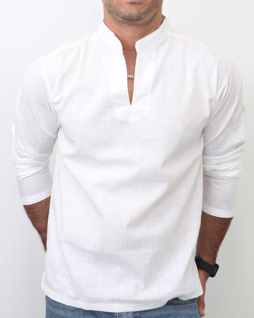 Men’s White Thai Cotton Kurta Shirt