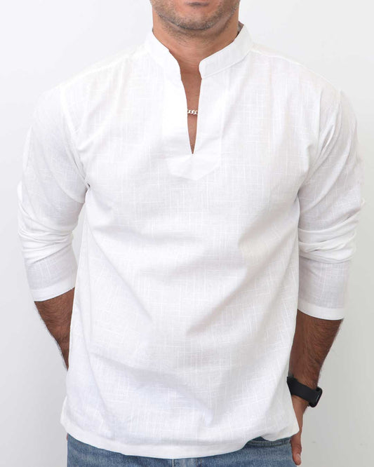 Men’s White Thai Cotton Kurta Shirt